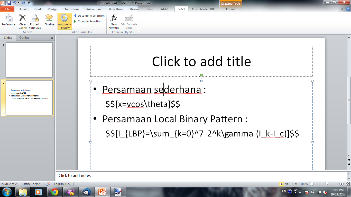 Menulis Equation ala LaTeX di PPT