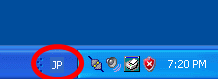 Language bar pada taskbar Windows XP yang menunjukkan bahasa Jepang sebagai bahasa yang aktif Language bar pada taskbar Windows XP yang menunjukkan bahasa Jepang sebagai bahasa yang aktif
