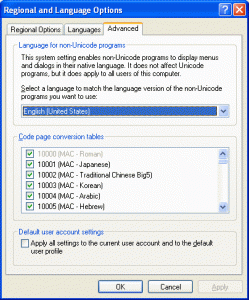 Regional and Language Options